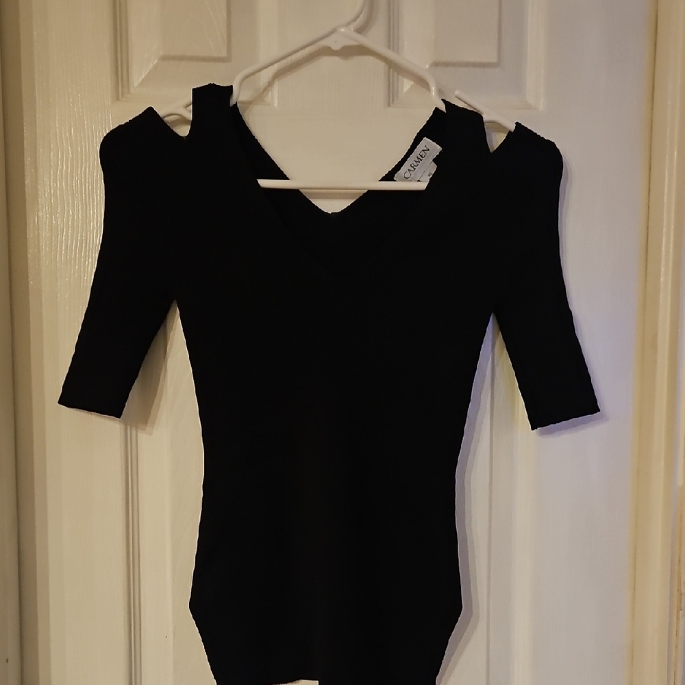 Express Black Off-the-Shoulder Sweater with Strappy Detail